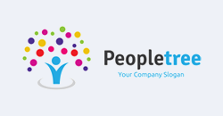 Peopletree logo met kleurrijke stippen, symbool voor gemeenschap en Jeugdondersteuning.