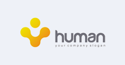 Human logo met abstracte menselijke figuur, symbool voor verbondenheid en Jeugdondersteuning.